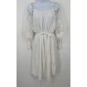 Mile Gabrielle‎  Romantic Dress Size L Pullover white  rayon sleeves  sheer